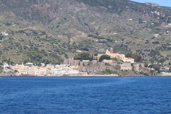 Poto Och Staden Lipari Sicilien Italien — Stockfoto