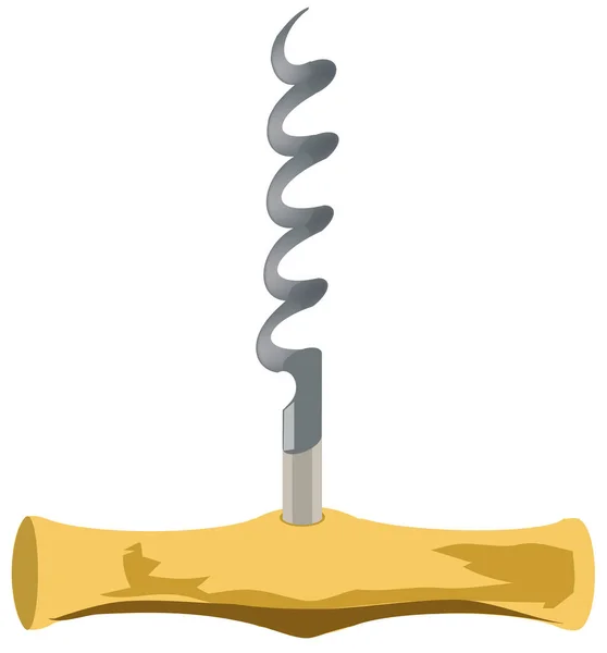 Vintag Corkscrew Wooden Handle — Stock Vector