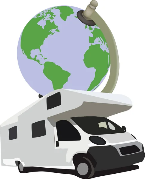 Aventure Voyage International Avec Caravane Camping Car — Image vectorielle