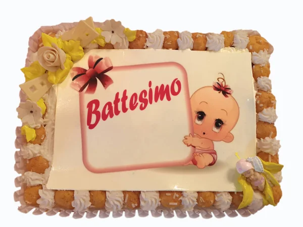 Pastel Dulce Para Bautismo Del Bebé Ceremonia Cumpleaños — Foto de Stock