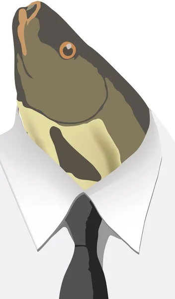 Persona Cravatta Camicia Con Viso Pesce — Vettoriale Stock