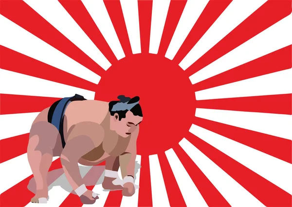 Luchador Sumo Sprt Símbolo Posición Japón — Vector de stock