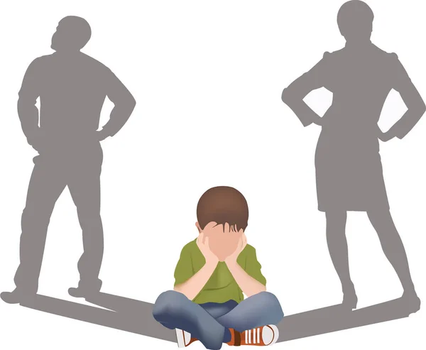 Enfant Seul Abandonné Par Des Parents Divorcés — Image vectorielle