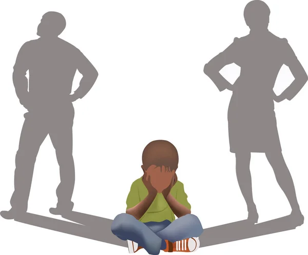 Enfant Seul Abandonné Par Des Parents Divorcés — Image vectorielle