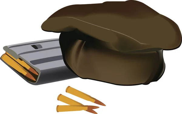 Copricapo Talebano Con Proiettili Rivista Kalashnikov — Vettoriale Stock