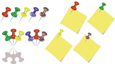 Tyestine ve post-it 'li renkli iğneler.