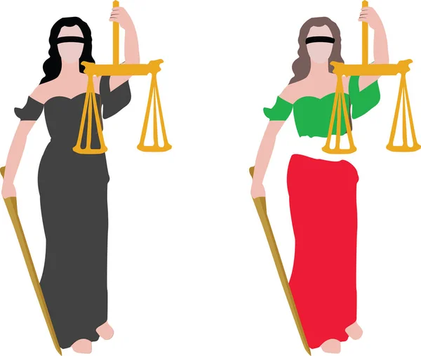 Figura Femminile Con Spada Bilancia Giustizia — Vettoriale Stock