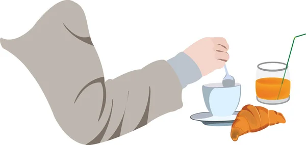 Χειροποίητος Καφές Κρουασάν Και Χυμό — Διανυσματικό Αρχείο
