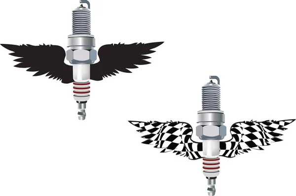 Las Dos Llaves Con Símbolo Alas Águila Están Exhibición — Vector de stock
