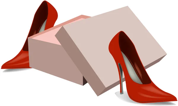 Kadınlar Yüksek Topuklu Kırmızı Resmi Ayakkabılar Giyer — Stok Vektör