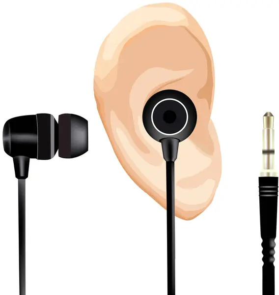 Mini Tragbarer Kopfhörer Für Ihr Handy Musik Hören — Stockvektor