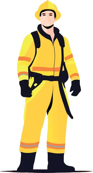 stock vector Firefighter on duty in uniform