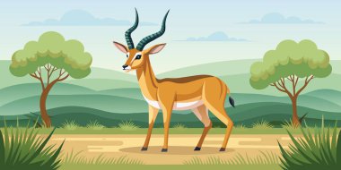 Thomson's gazelle in its natural landscape clipart