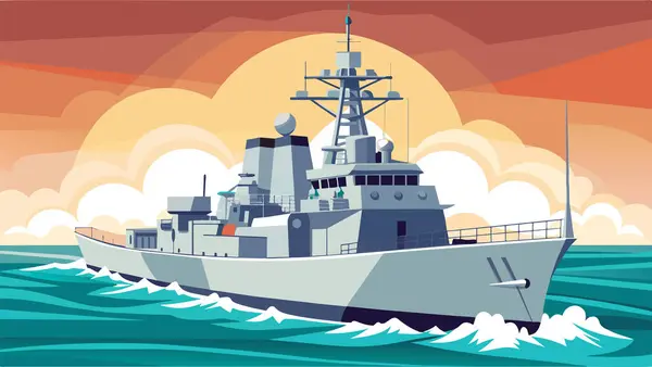 Destroyer Warship Sea — Stock Vector