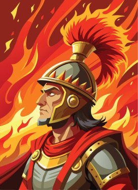 ancient warrior in the flames clipart