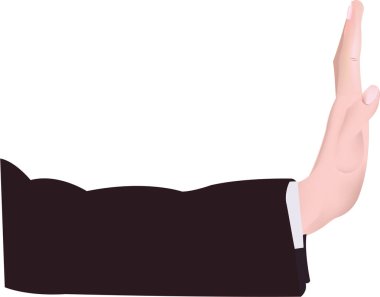 Businessman is showing his open hand, making the stop sign clipart