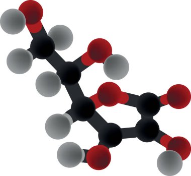 früktozun moleküler modeli, pek çok meyve ve balda bulunan basit bir şeker, karbon, hidrojen ve oksijen atomlarını bağ ile birbirine bağlayan