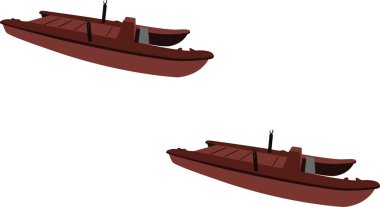 Minimalist vector illustration featuring two red pedal boats, isolated on a white background clipart