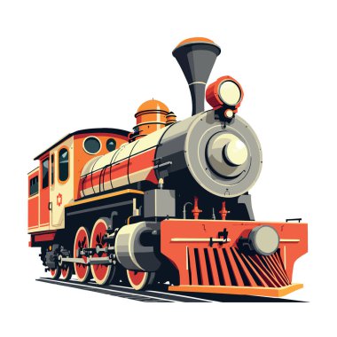 Vsai güçlü buharlı lokomotif treni demiryoluna yaklaşmaya hazır.