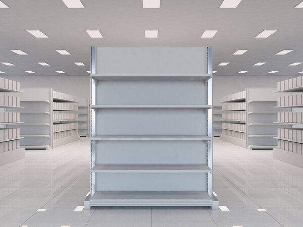 Gondola end for Super Markets. 3d rendering illustration