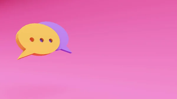 floating speech bubbles symbol in 3d. chat sign or icon for social media. 3d icon isolated on pink background. 3d speech bubbles with shadow. 3d rendering illustration