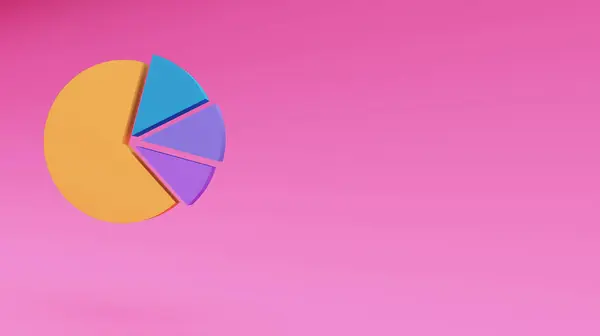 floating Pie Chart Icon or pie graph on the pink Background.  Analytics, Bar Graph, Charts, Diagram, Graphs Icons. 3d rendering illustration