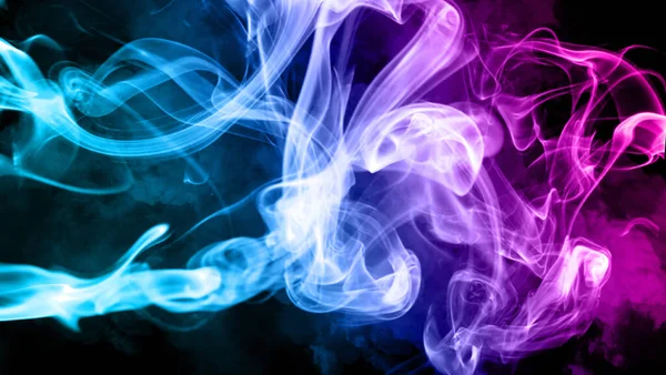 Abstraktní Kouř Modrý Prášek Černém Pozadí — Stock fotografie