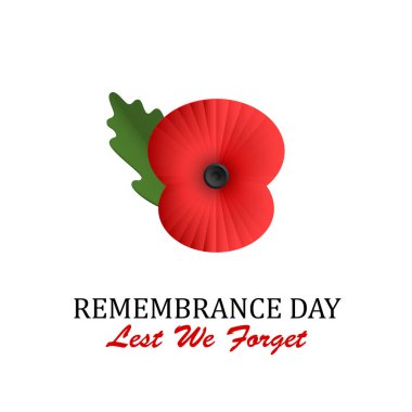 The remembrance poppy - poppy appeal. Poppy flower isolated on white. Decorative flower for Remembrance Day, Memorial Day, Anzac Day in New Zealand, Australia, Canada and Great Britain. EPS10 vector.