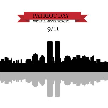 New York skyline silhouette with Twin Towers. 09.11.2001 American Patriot Day banner. EPS10 vector.