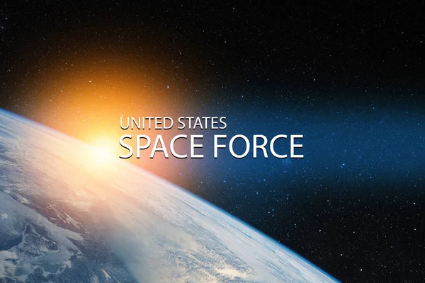United States Space Force. The earth from space in a star field. Elements of this image furnished by NASA.