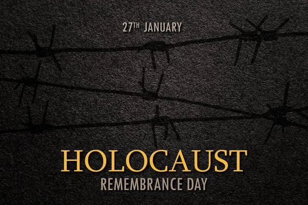International Holocaust Remembrance Day. Barbed wire on a black background. Holocaust Remembrance Day Poster, January 27.