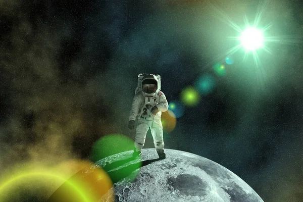 Astronaut Spacewalk Moon National Moon Day Space Exploration Day Elements — Fotografia de Stock
