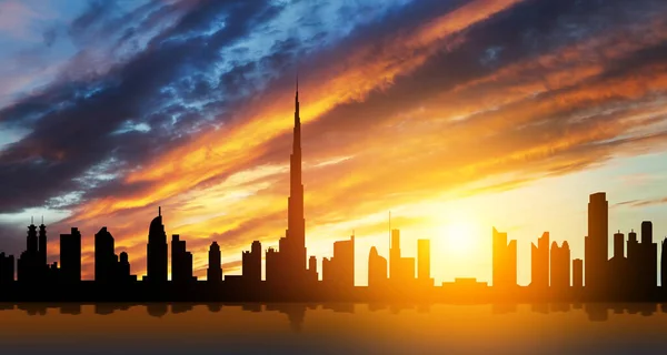 Emirados Árabes Unidos Vista Horizonte Dubai Pôr Sol Celebração Dos — Fotografia de Stock