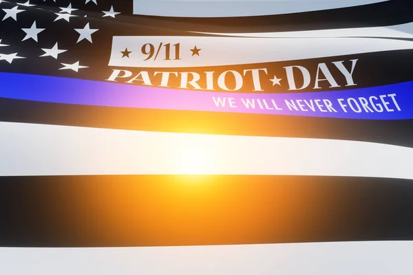American Flag Police Support Symbol Thin Blue Line Light Spot — Stok fotoğraf