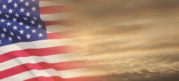 United States America Flag Sky Sunset Sunrise Background Independence Day — Fotografia de Stock