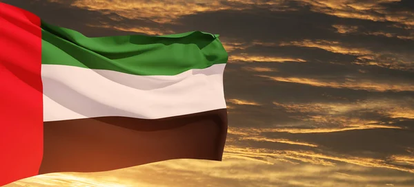 Flag United Arab Emirates Background Sunset Sky Uae Celebration National — Stockfoto