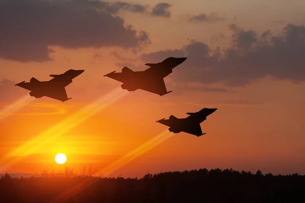 Air Force Day Aircraft Silhouettes Background Sunset Sunrise — Stock Fotó