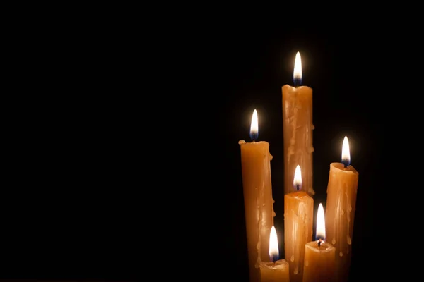 Six Burning Candles Black Background International Holocaust Remembrance Day January — Fotografia de Stock