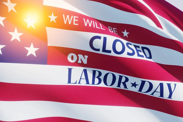 Labor Day Background Design American Flag Light Spot Message Closed — Stock Photo, Image