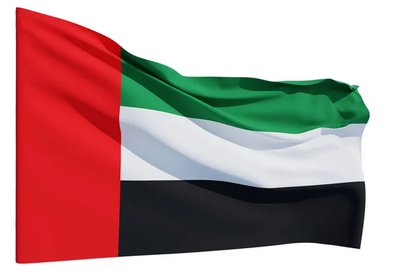 アラブ首長国連邦の国旗は白地に隔離されている 三次元レンダリング — ストック写真