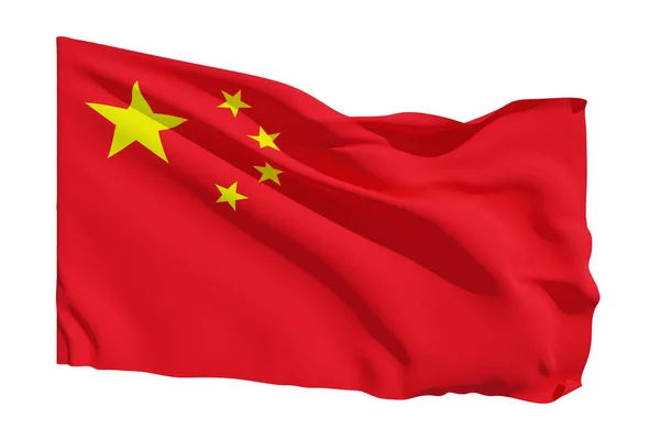 China Bandeira Acenando Isolado Fundo Branco Renderização — Fotografia de Stock