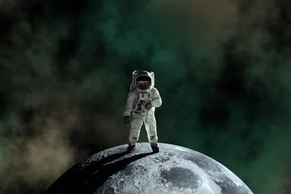 Астронавт Космосе Луне Национальный День Луны День Космических Исследований Элементы — стоковое фото