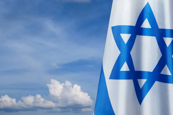 Israel Flag Star David Cloudy Sky Background Patriotic Concept Israel — ストック写真