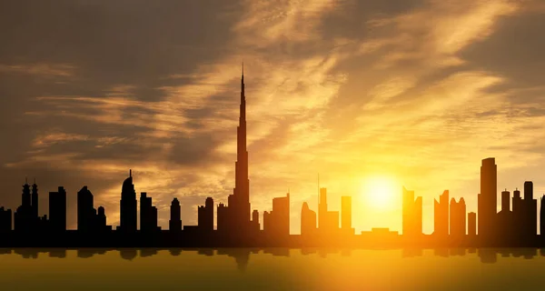 United Arab Emirates Dubai Skyline View Sunset Uae Celebration National — Stok fotoğraf