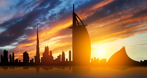 United Arab Emirates Dubai Skyline View Sunset Uae Celebration National — Fotografia de Stock