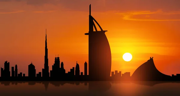 Emirados Árabes Unidos Vista Horizonte Dubai Pôr Sol Celebração Dos — Fotografia de Stock