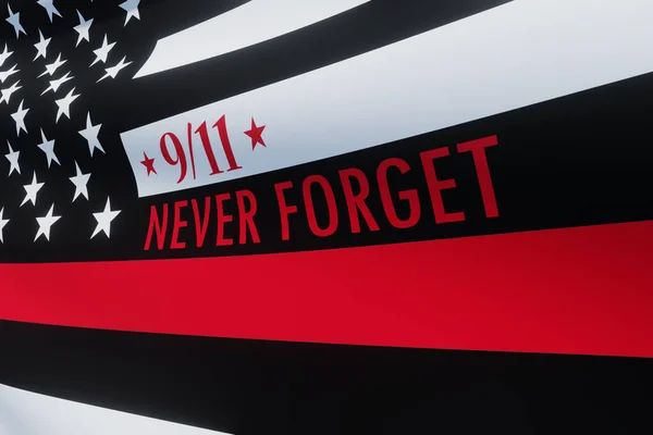 Thin Red Line Firefighter Flag Usa Flag Remembering Memories Fallen — 스톡 사진