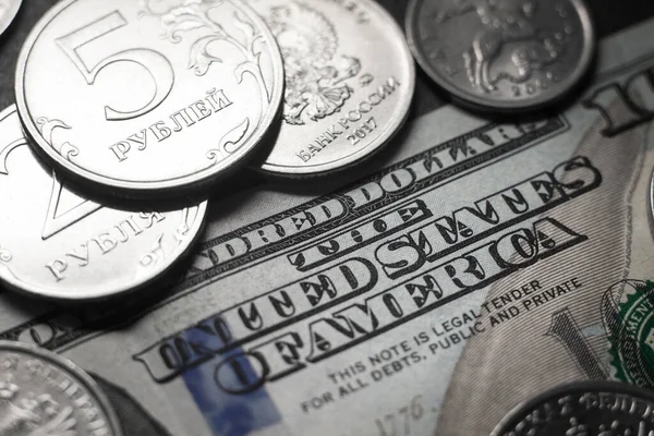 Dollars Rubles Economic Crisis Decline World Economy Ruble Devaluation Fall — 图库照片