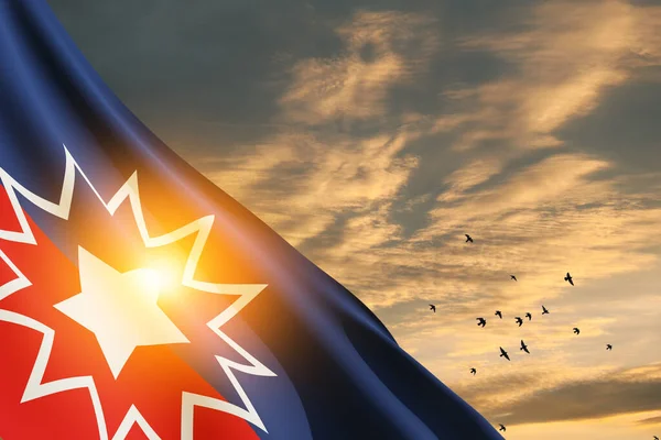 Juneteenth Flag Flying Birds Background Sunrise Sunset 1865 Design Banner — ストック写真