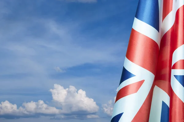 National Flags United Kingdom Flagpole Blue Sky Background Lowered Flags — Fotografia de Stock
